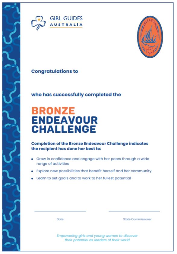 Certificate - Endeavour BRONZE