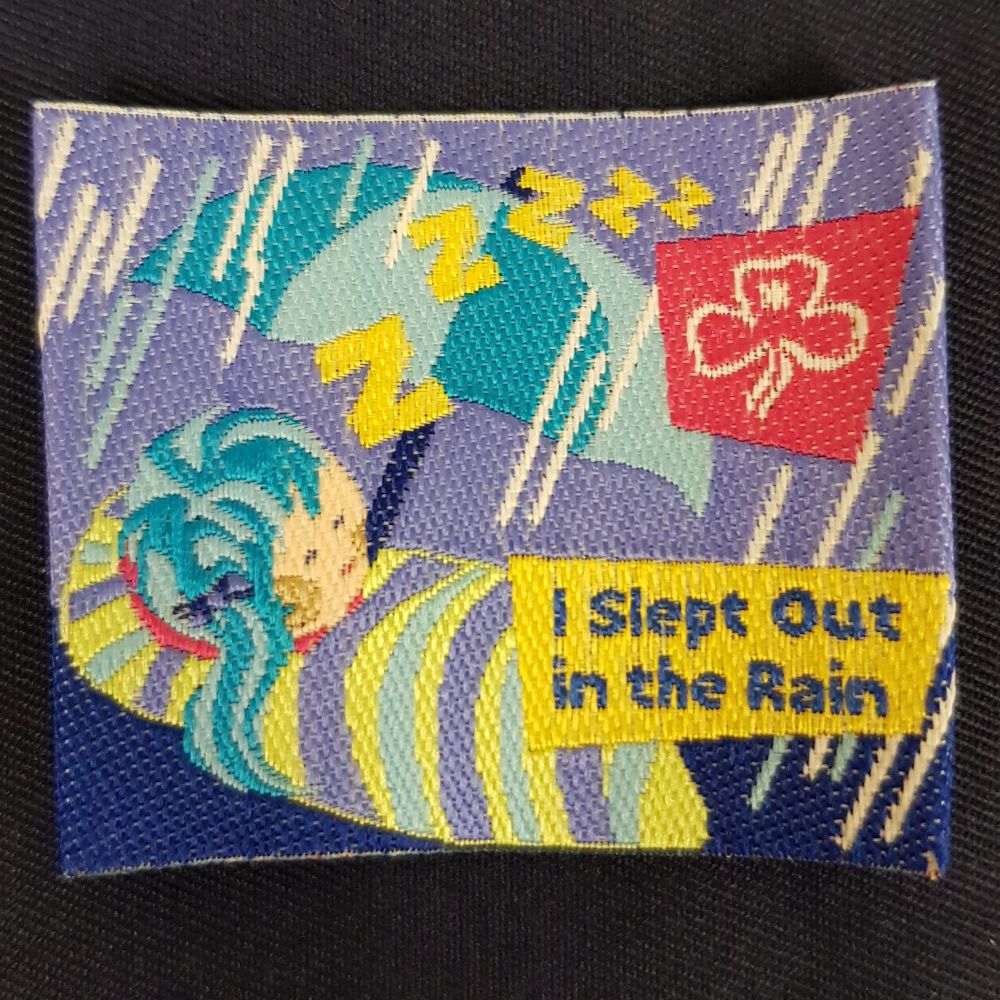 Fun Badge - I slept out in the rain